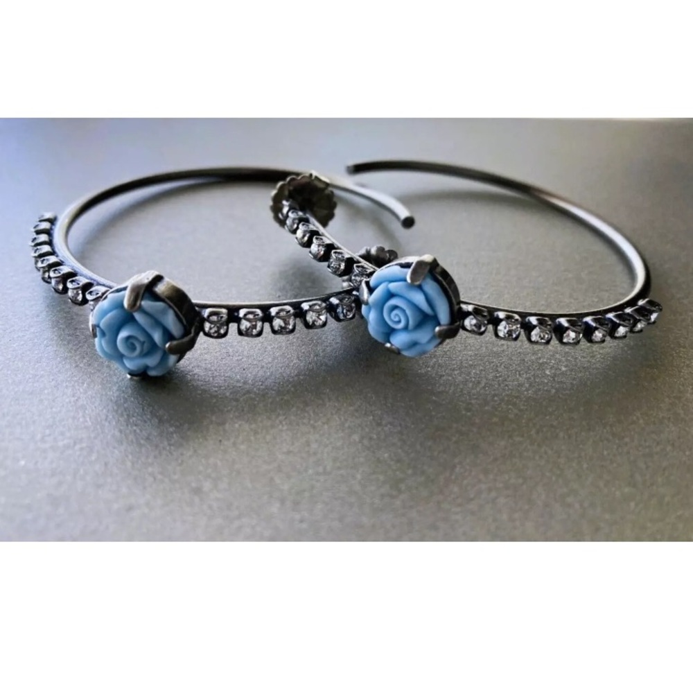 Sabika Signals Rose Hoop Drop Earrings